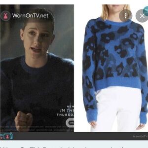 Rag & Bone Pullover Blue Knit Sweater Women Size S Mohair Alpaca Leopard Crew